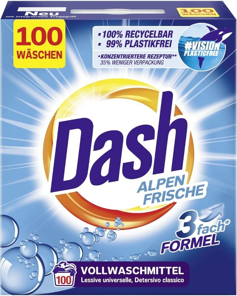 Detergent de rufe automat pudra Dash 3 in 1 Alpen Frische 100, 6kg, 100 spalari